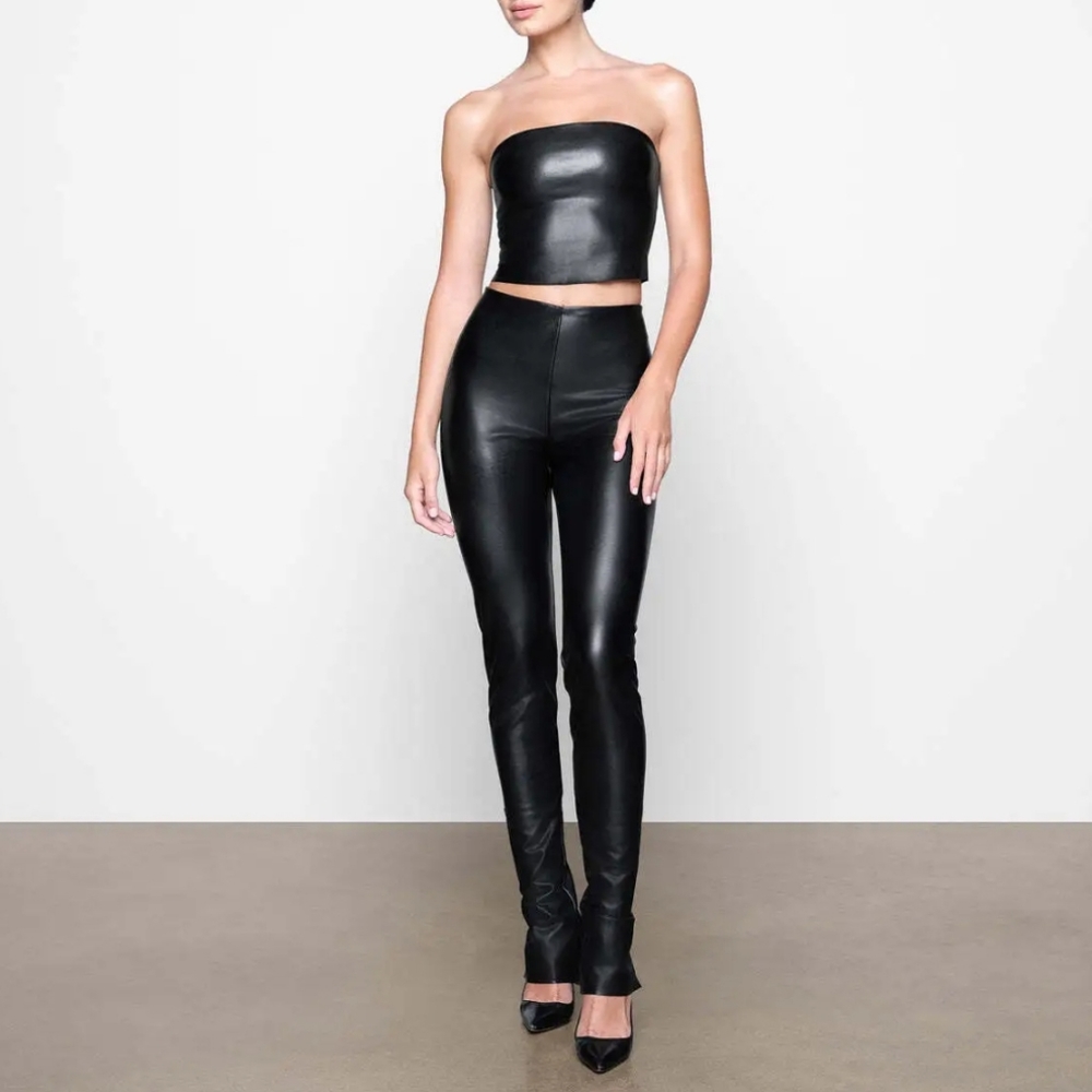 EUC SKIMS faux leather leggings in Soot